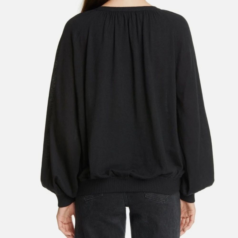 CO Cashmere Balloon Sleeve Sweater Black Medium - Picture 6 of 7